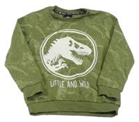 Khaki mikina s dinosaury 