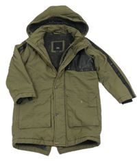 Khaki-černá šusťáková zateplená bunda s kapucí River Island