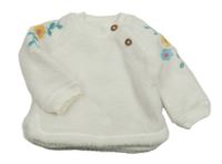 Bílá chlupatá mikina s kytičkami M&Co.