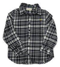 Tmavomodro-bílá kostkovaná flanelová košile