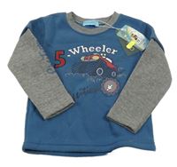 Nová - Tmavomodro-šedá mikina s autem 