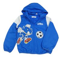 Modro-bílá šusťáková jarní bunda se Sonicem a kapucí H&M