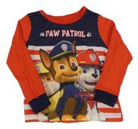 Červeno-tmavomodro-pruhované pyžamové triko s Paw Patrol 