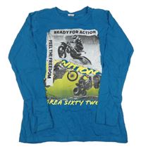 Tmavomodré triko s motorkářem