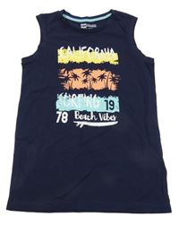 Tmavomodré tílko s palmami Pocopiano