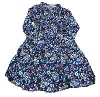 Tmavomodré květované lehké šaty Alive