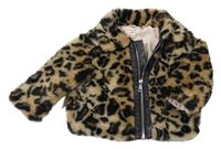 Béžovo-černá leopardí kožešinová podšitá bunda River Island