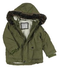 Khaki šusťáková zimní bunda s kapucí Dopodopo