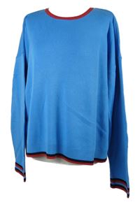 Dámský modrý svetr s pruhovanými lemy Esprit 