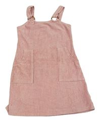 Růžové sametové žebrované šaty F&F