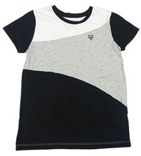 Bílo-šedo-černé tričko s potiskem Urban