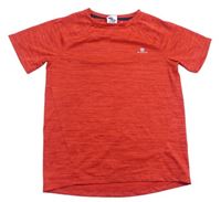 Červené žíhané sportovní funkční tričko Domyos