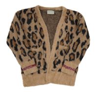 Hnědý vzorovaný pleteno/chlupatý cardigan Matalan