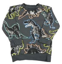 Šedo-barevná mikina s dinosaury zn. Nutmeg