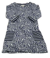 Tmavomodro-bílé květované šaty Jojo Maman Bébé