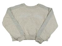 Béžovo-šedá melírovaná crop mikina s nápisem River Island
