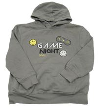 Šedá mikina s ovladačem, smajlíky a kapucí 