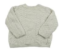 Světlešedý žinylkový svetr 