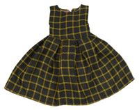 Antracitovo-okrové kostkované šaty 