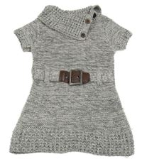 Šedé melírované pletené šaty s přezkou C&A