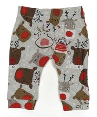 Šedé melírované tepláky se soby F&F