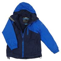 Modro-tmavomodrá šusťáková funkční zateplená bunda s kapucí Trespass