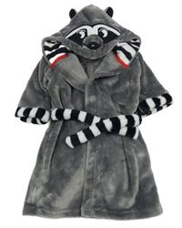 Šedý chlupatý župan s kapucí - mýval 