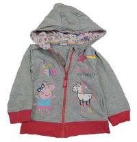 Šedá propínací mikina s Pepinou a kapucí