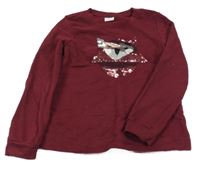 Vínová mikina s překlápěcími flitry S. Oliver