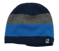 Modro-šedá pruhovaná čepice 