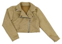 Béžová semišová crop bunda 