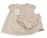 Nové - 2set - Světlerůžovo-bílé květované šaty + kalhotky Zara