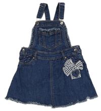 Tmavomodré riflové laclové šaty s mašlí Mayoral