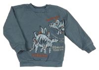 Modrošedá mikina s dinosaury Nutmeg