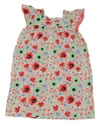 Bílo-zeleno-červené květované šaty 