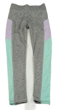 Šedo-zeleno-levandulové sportovní legíny Dunnes