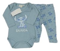 Nové - 2set - Světlemodré body se Stitchem + žebrované tepláky Disney
