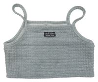 Šedý prošívaný crop top s nášivkou Shein