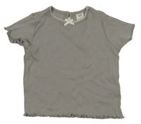 Šedé žebrované tričko s mašlí H&M