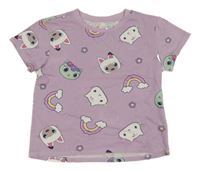 Lila crop tričko s kočičkami - Gábinin kouzelný domek H&M
