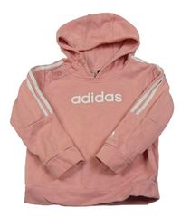 Růžová mikina s logem a kapucí Adidas 