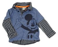 Modré tričko se všitou košilí a Mickeym Disney