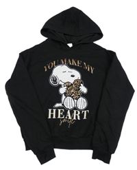 Černá crop mikina se Snoopym a kapucí Gina