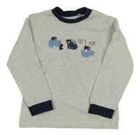 Šedo-tmavomodré triko s medvídky Kanz