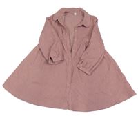 Růžové manšestrové propínací šaty s límečkem Shein