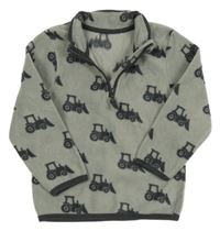 Šedá fleecová mikina s traktory George 