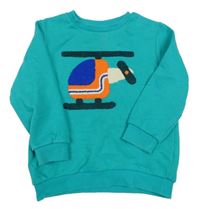 Zelená mikina s vrtulníkem Tu