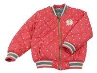 Růžová šusťáková prošívaná zateplená bunda s puntíky Lief