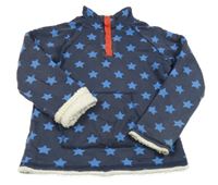 Tmavomodrá zateplená mikina s hvězdičkami a rolákem Frugi 