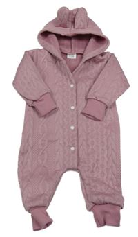 Starorůžová vzorovaná tepláková kombinéza s kapucí 